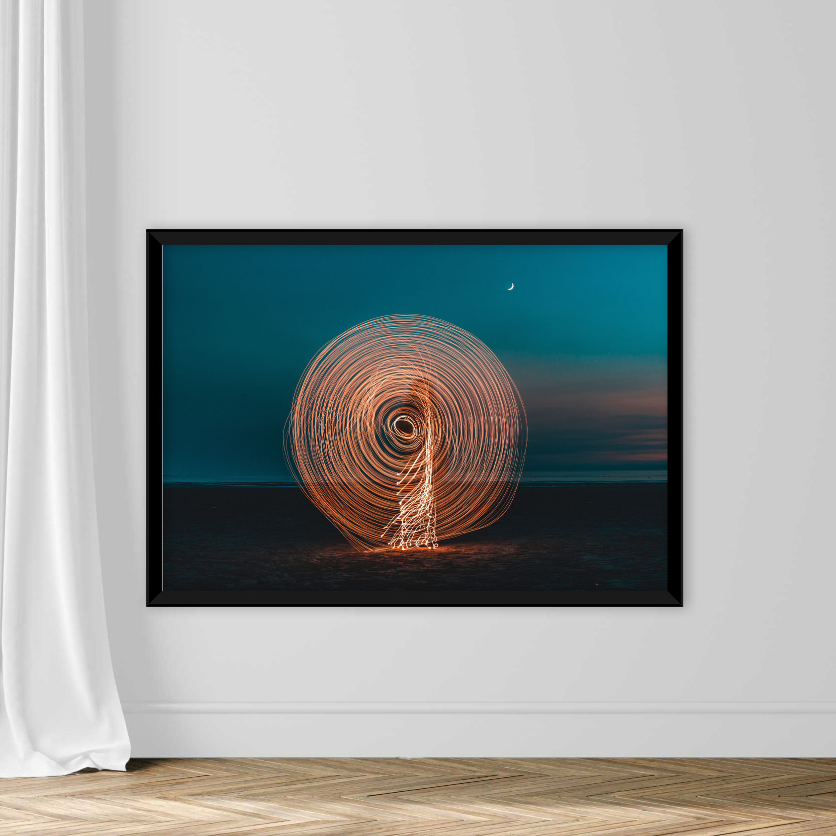 Light Painting At Beach Against Sky During Night - Image 3