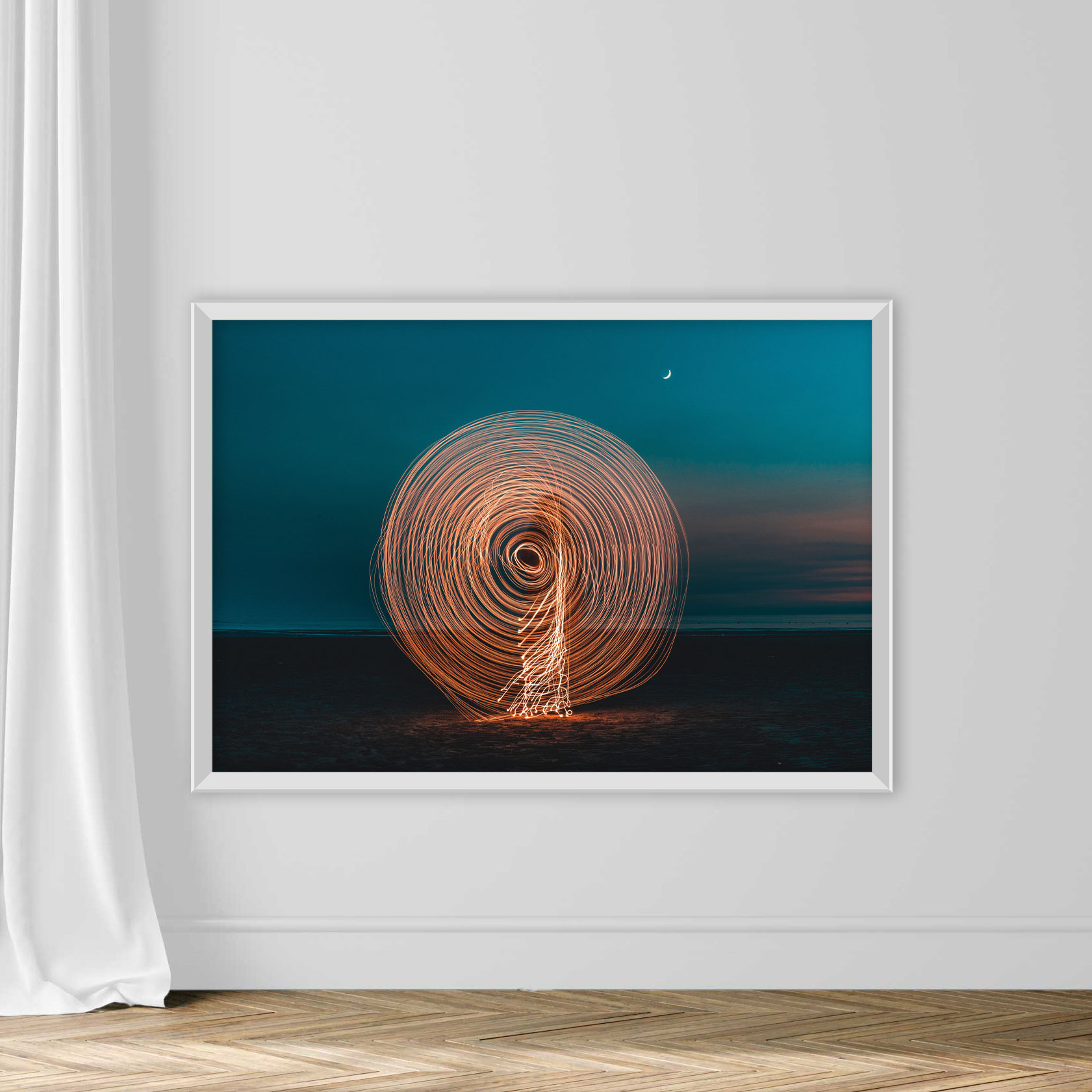 Light Painting At Beach Against Sky During Night - Image 2