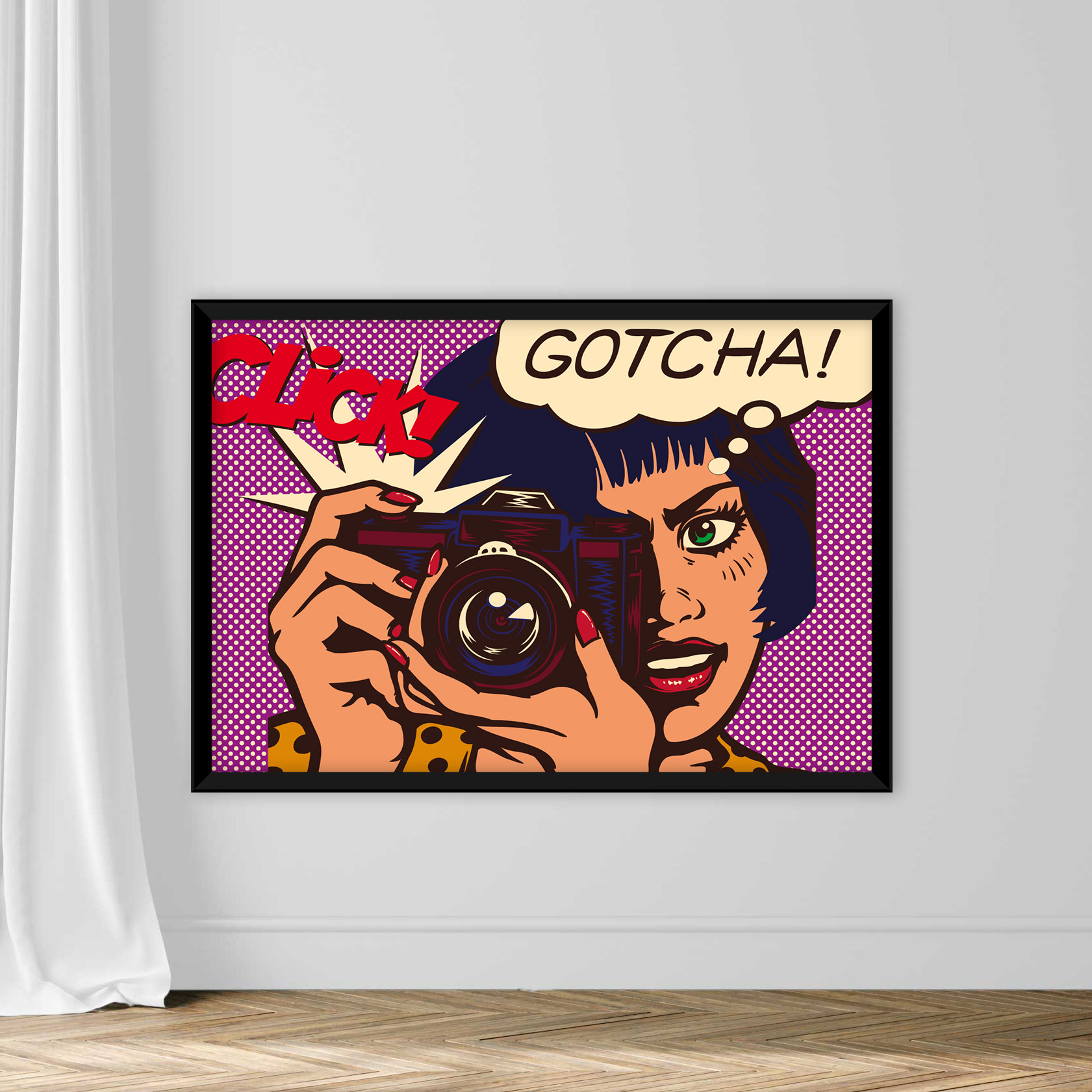 Pop Art Comics Style Paparazzi Female Reporter Photographer Girl - Image 3