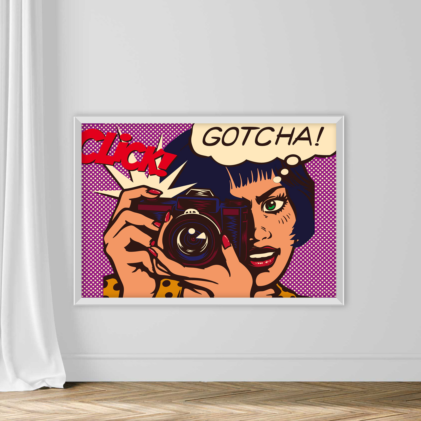 Pop Art Comics Style Paparazzi Female Reporter Photographer Girl - Image 2