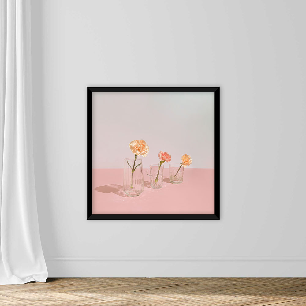 Pink composition with flowers,Vase and crystal glasses - Image 3