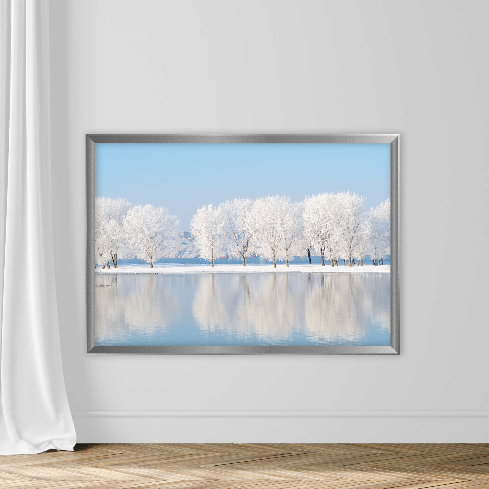 Winter landscape with beautiful reflection in the water - Image 4