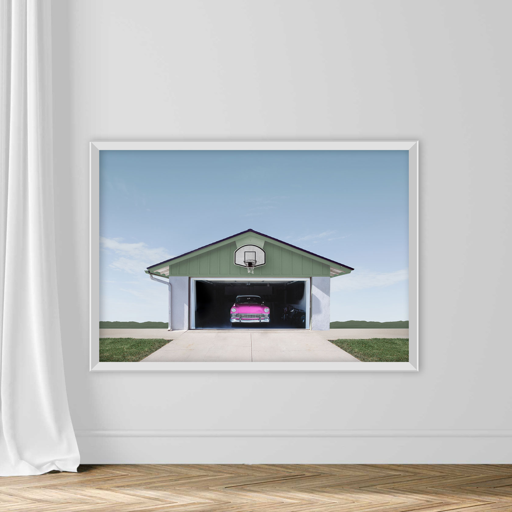 Classic Car in Suburban Garage - Image 2