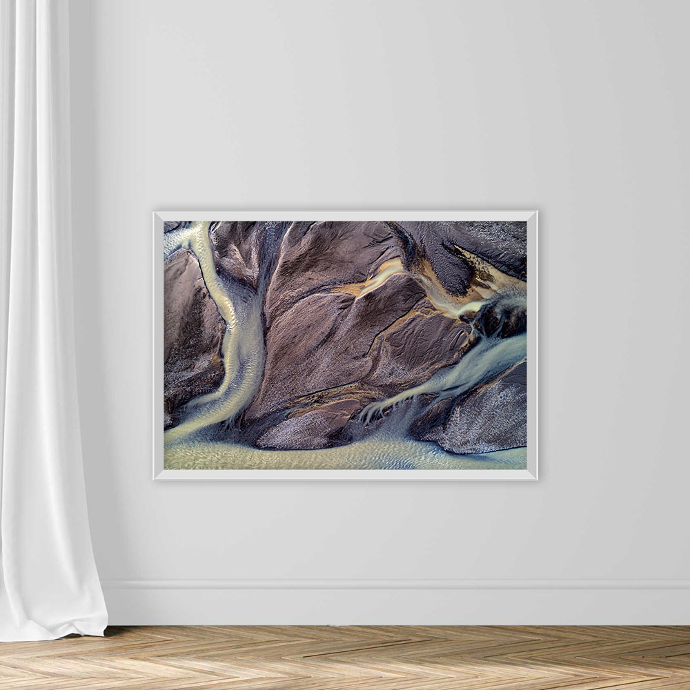 Abstract pattern of river in Iceland, aerial view - Image 2