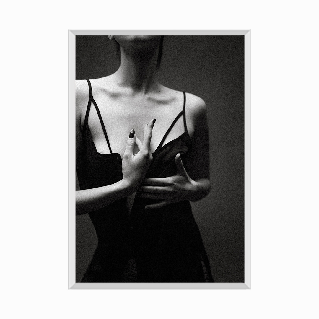 Young sensual woman touching her body