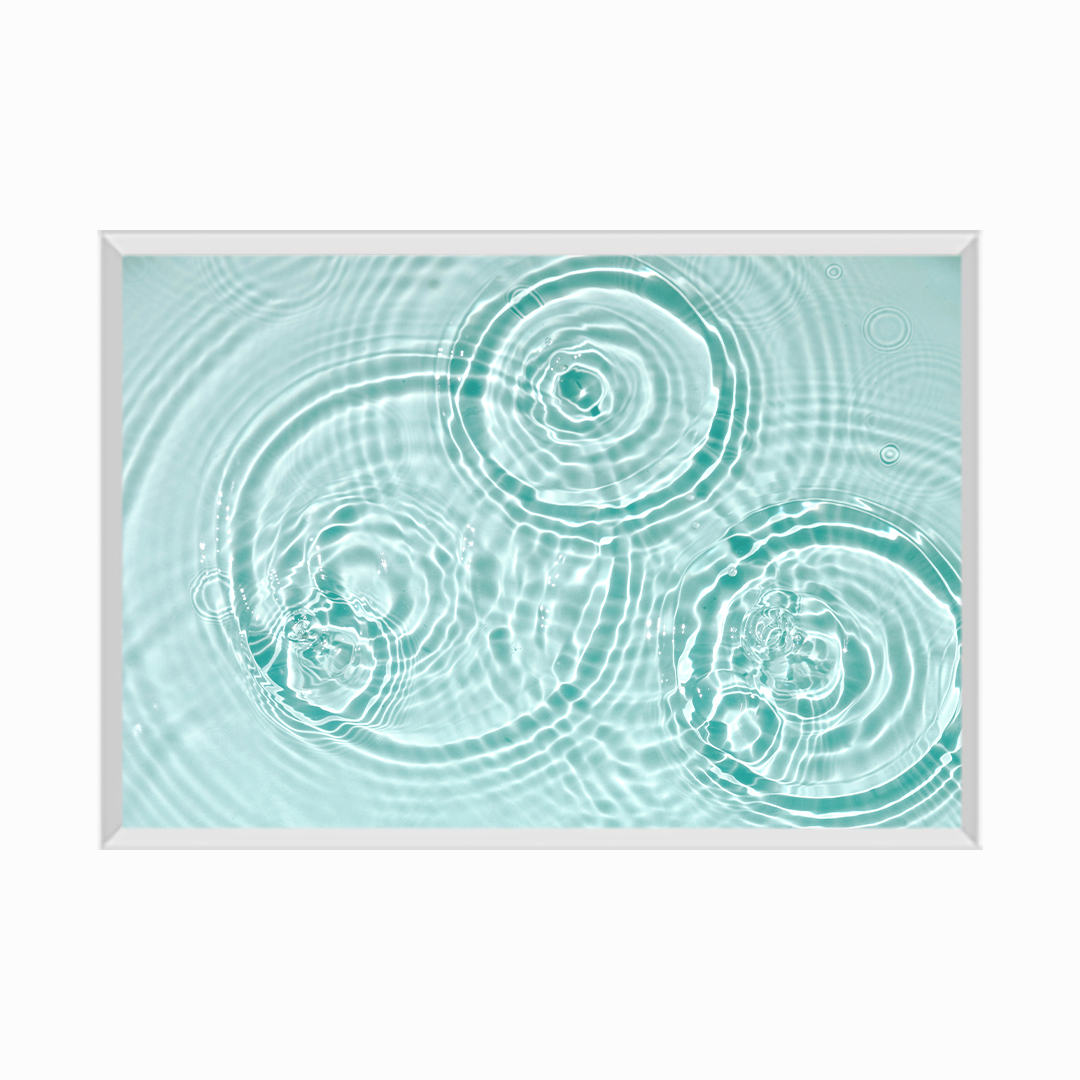 Blue water texture, blue mint water surface with rings and ripples