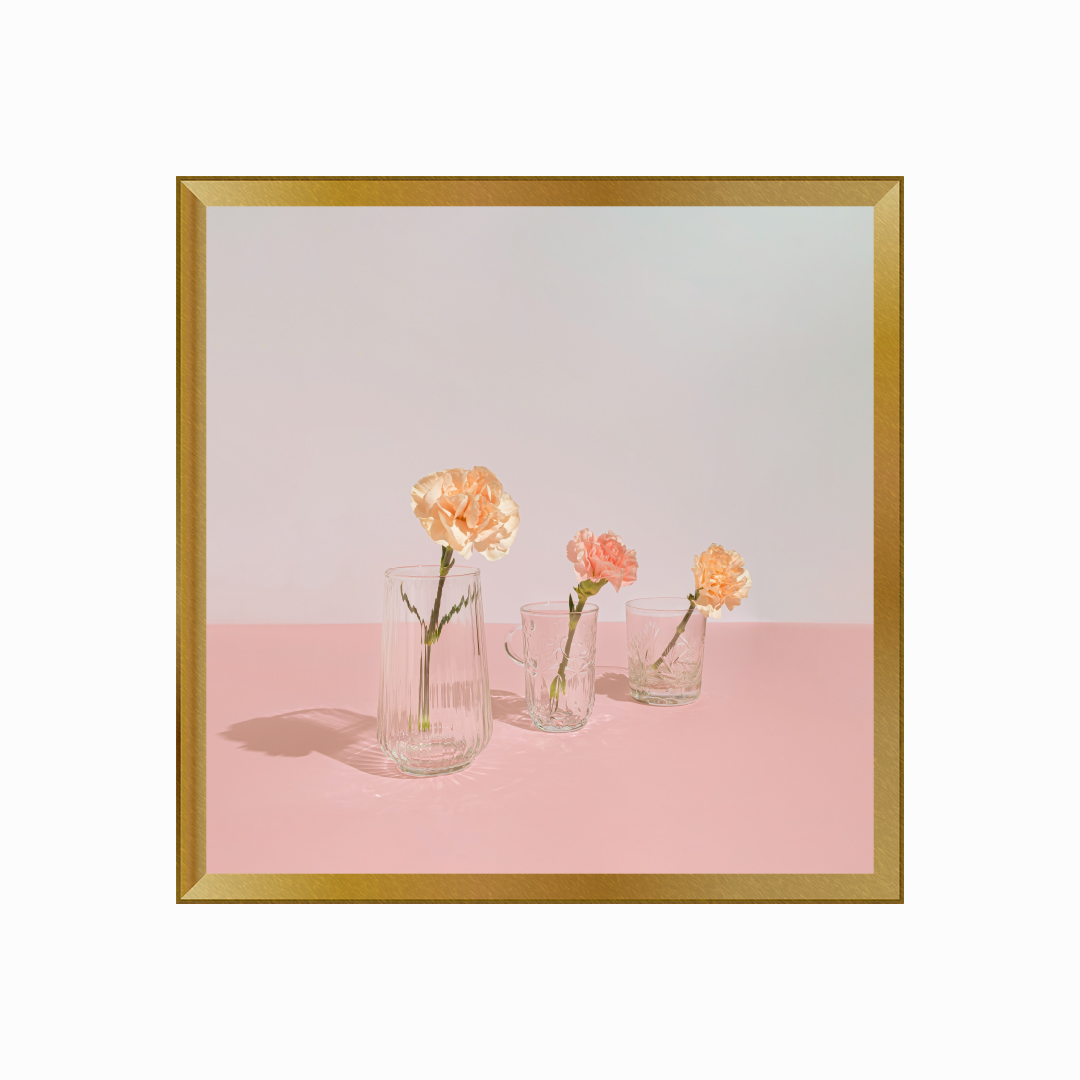 Pink composition with flowers,Vase and crystal glasses - Image 5