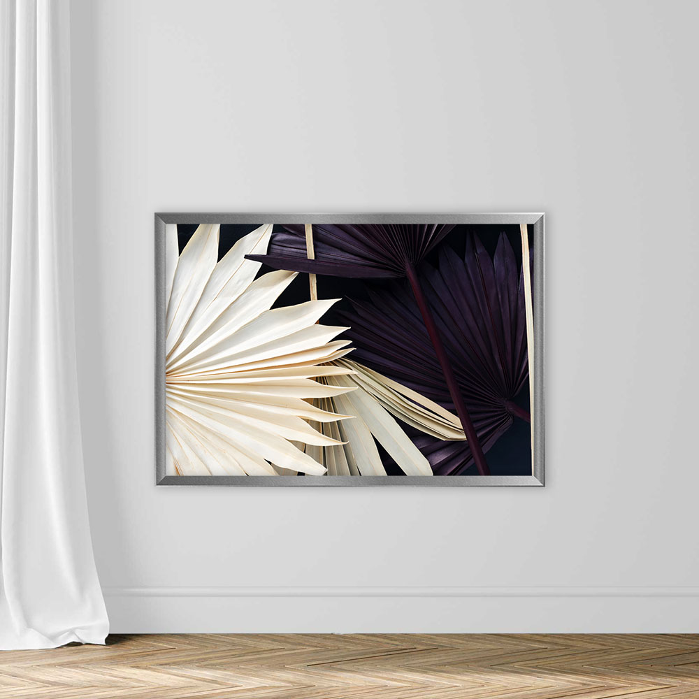 Dry palm leaves on a black background. Dried flowers. Eco concept. Natural background - Image 4