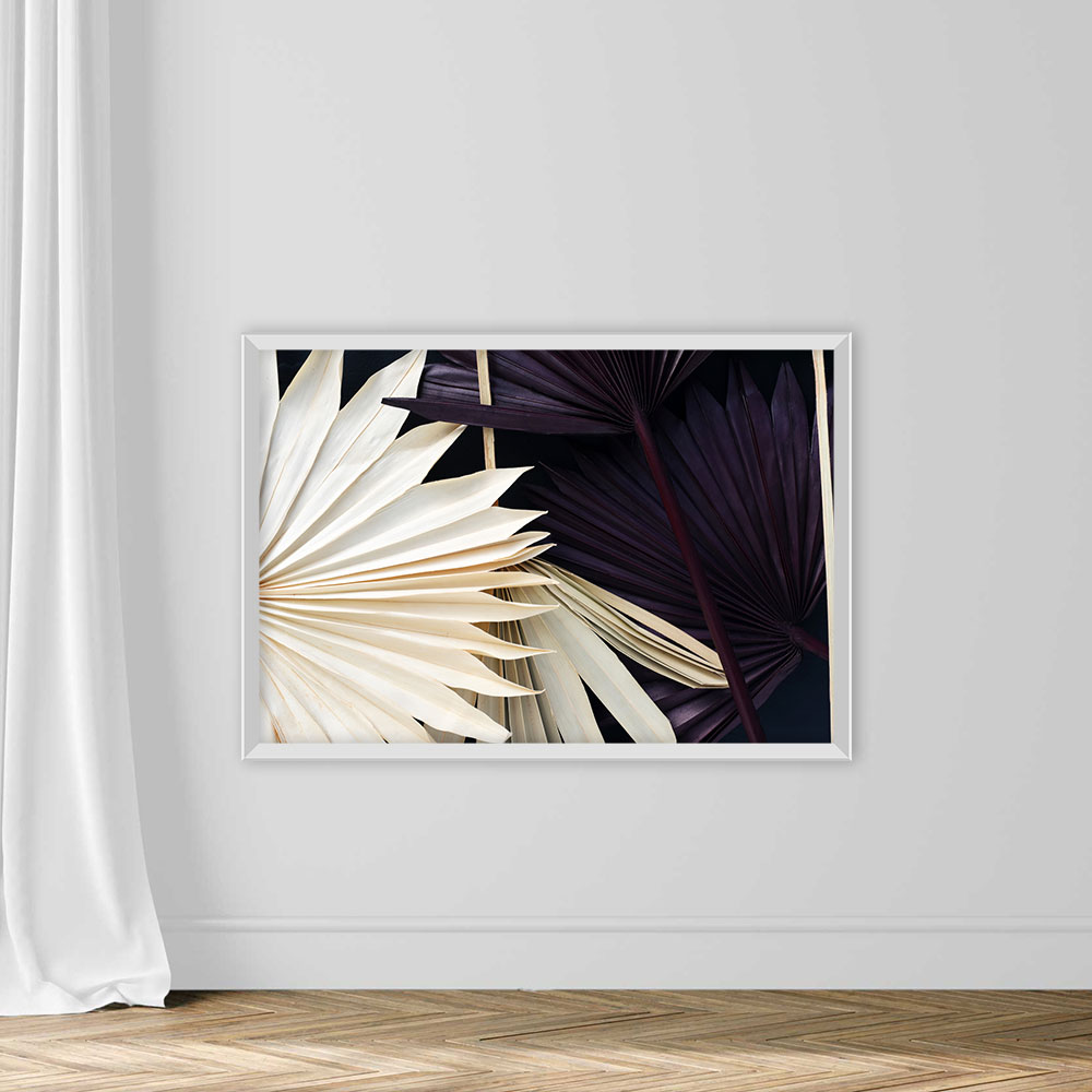 Dry palm leaves on a black background. Dried flowers. Eco concept. Natural background - Image 2