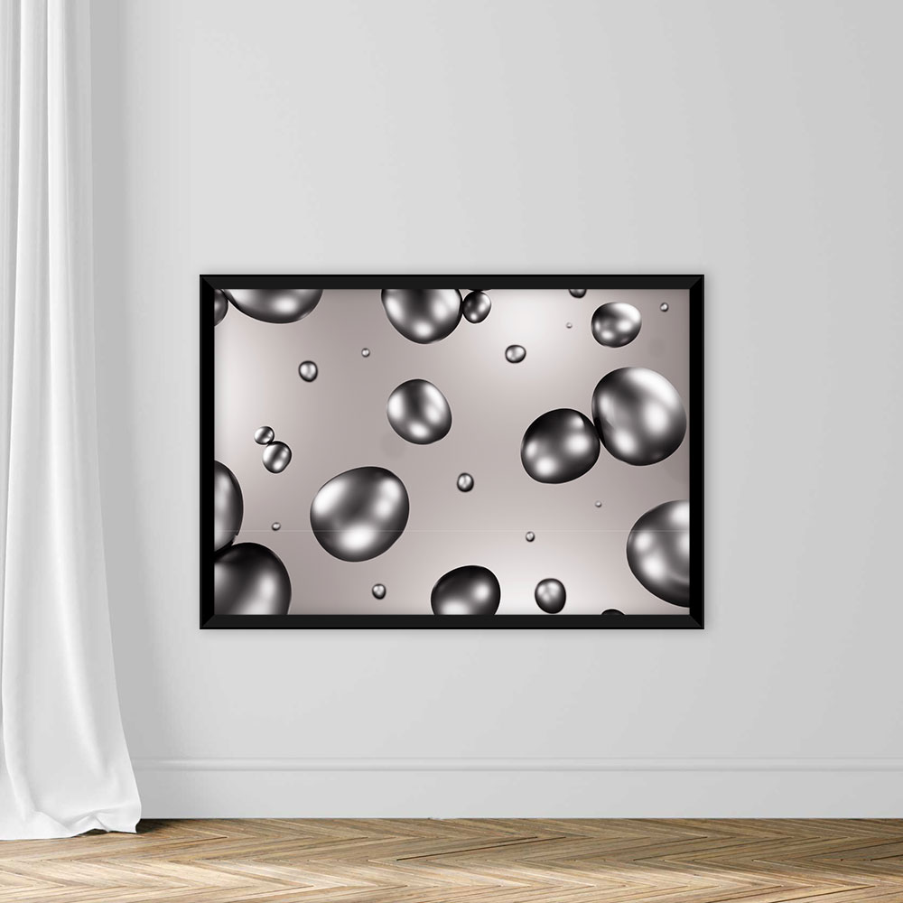 Glossy silver, black drops, molecules. Beautiful abstract futuristic background - Image 3