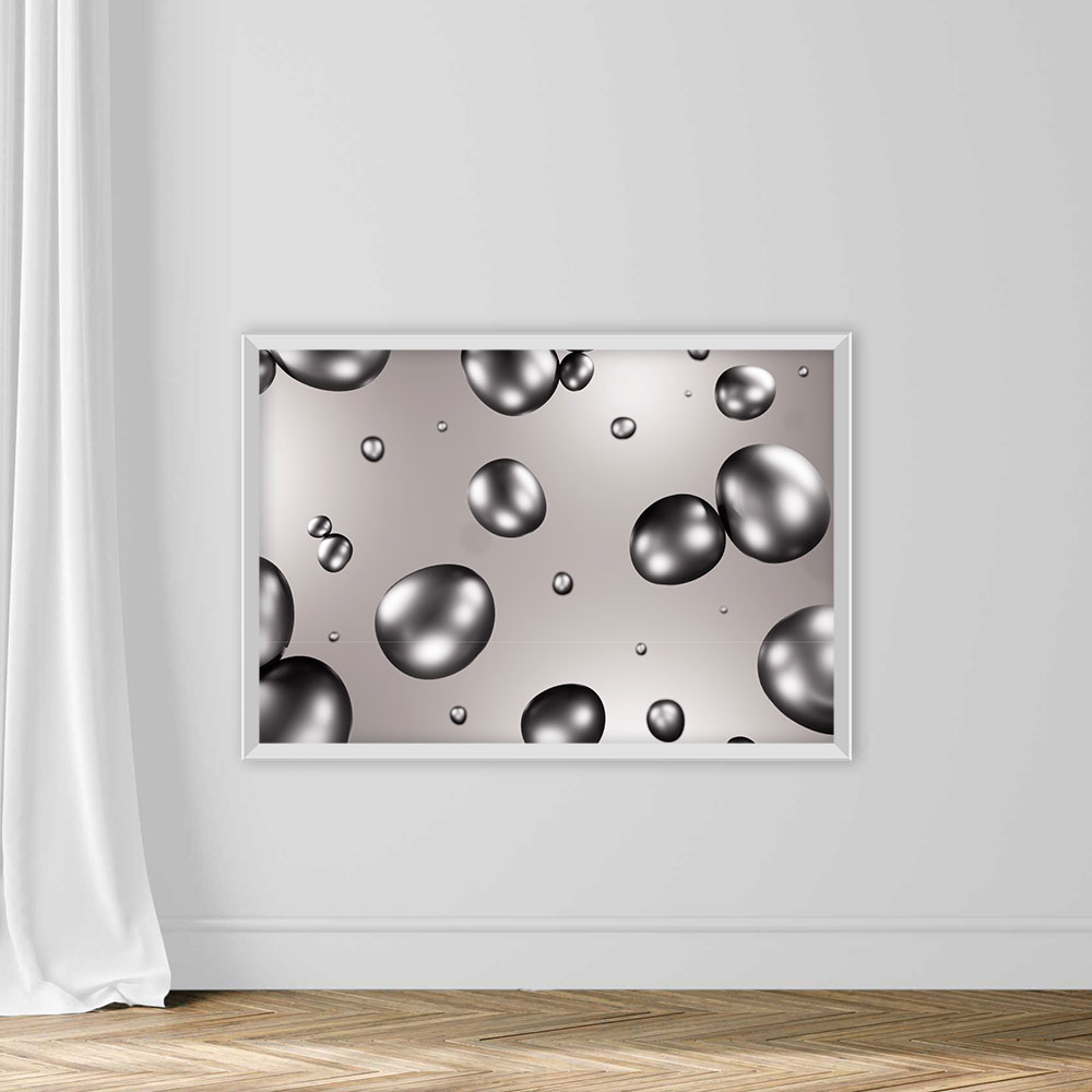 Glossy silver, black drops, molecules. Beautiful abstract futuristic background - Image 2
