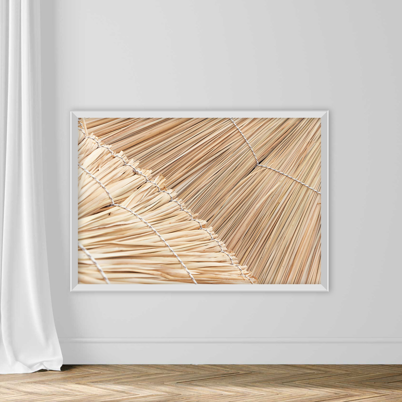 Wicker Straw Umbrellas Closeup Background - Image 2