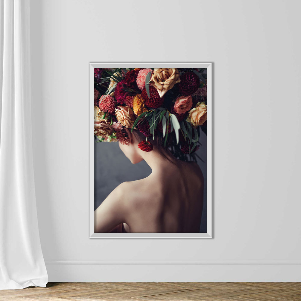 Young naked woman wearing floral headdress - Image 2