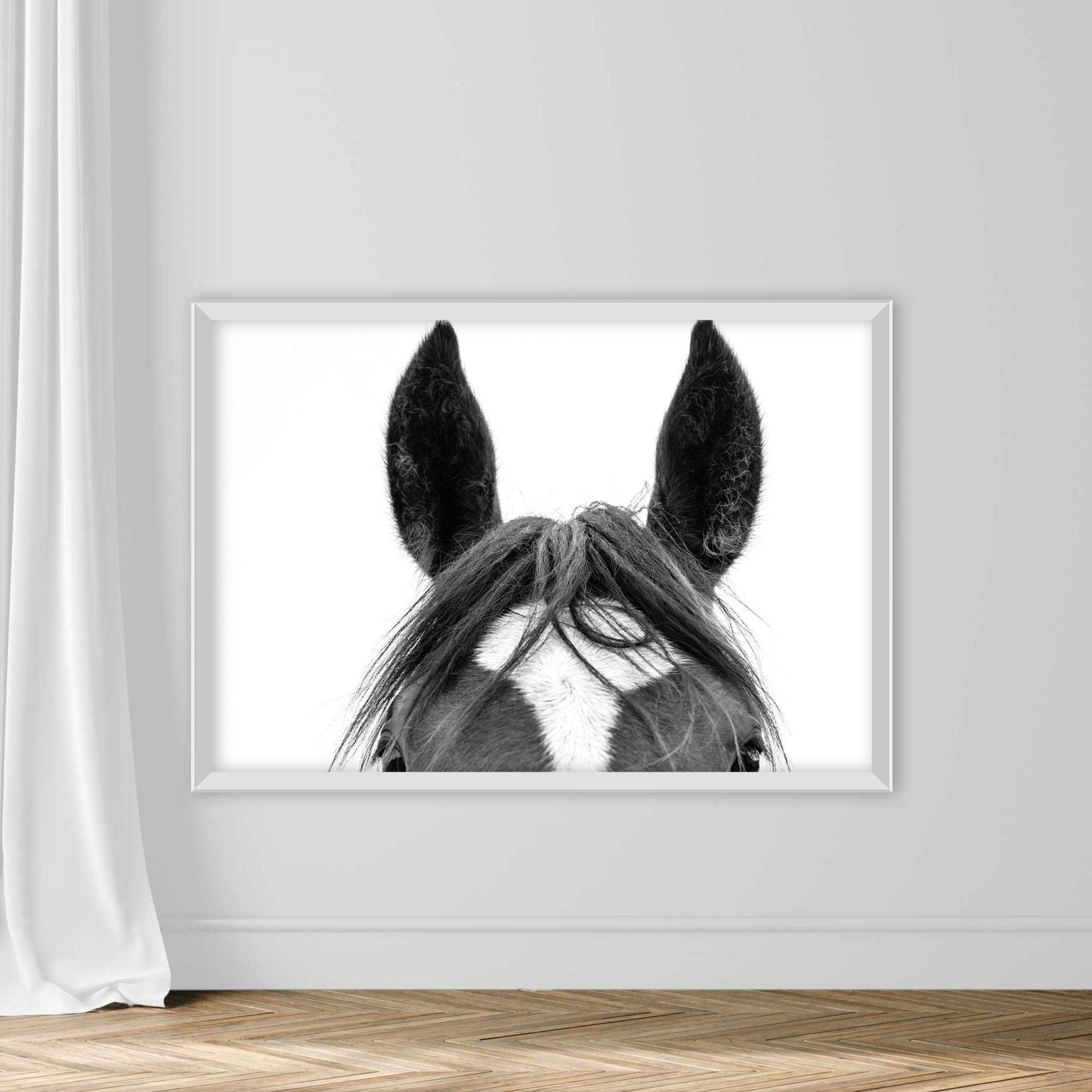 Black and White Picture of a horses head, mane and eyes - Image 2