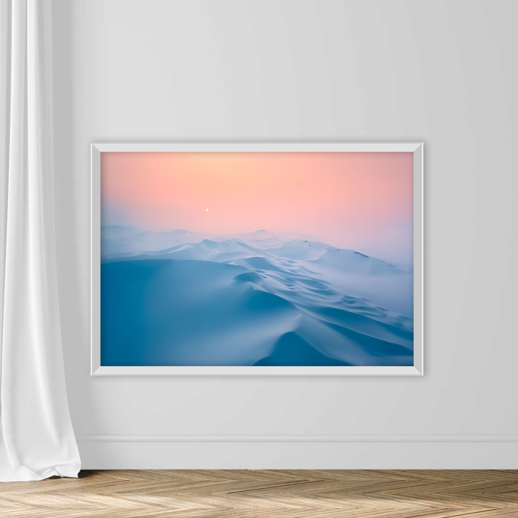 Snow covered desert sand dunes at sunset in winter - Image 2