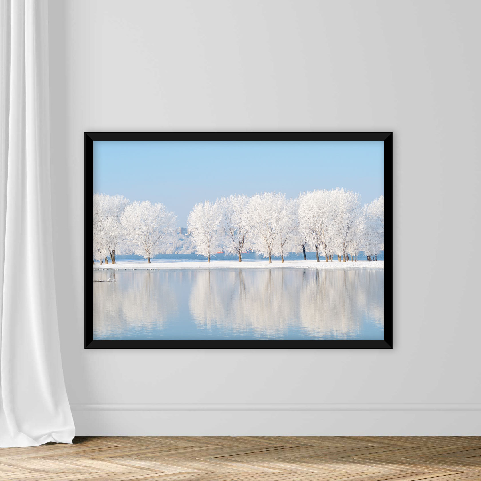 Winter landscape with beautiful reflection in the water - Image 7