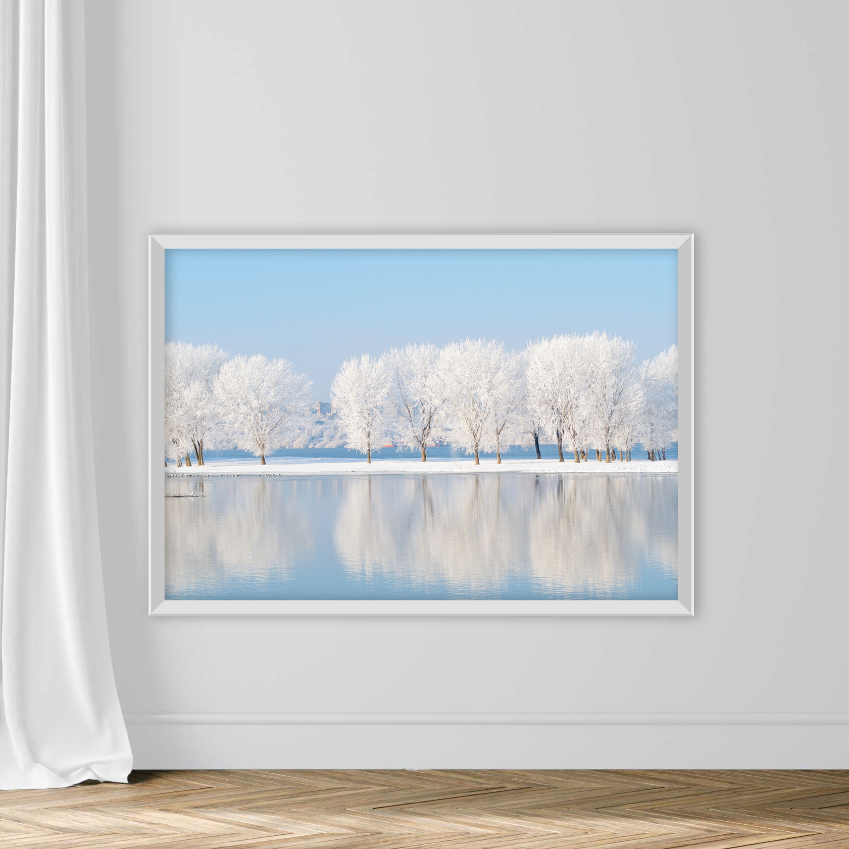 Winter landscape with beautiful reflection in the water - Image 6