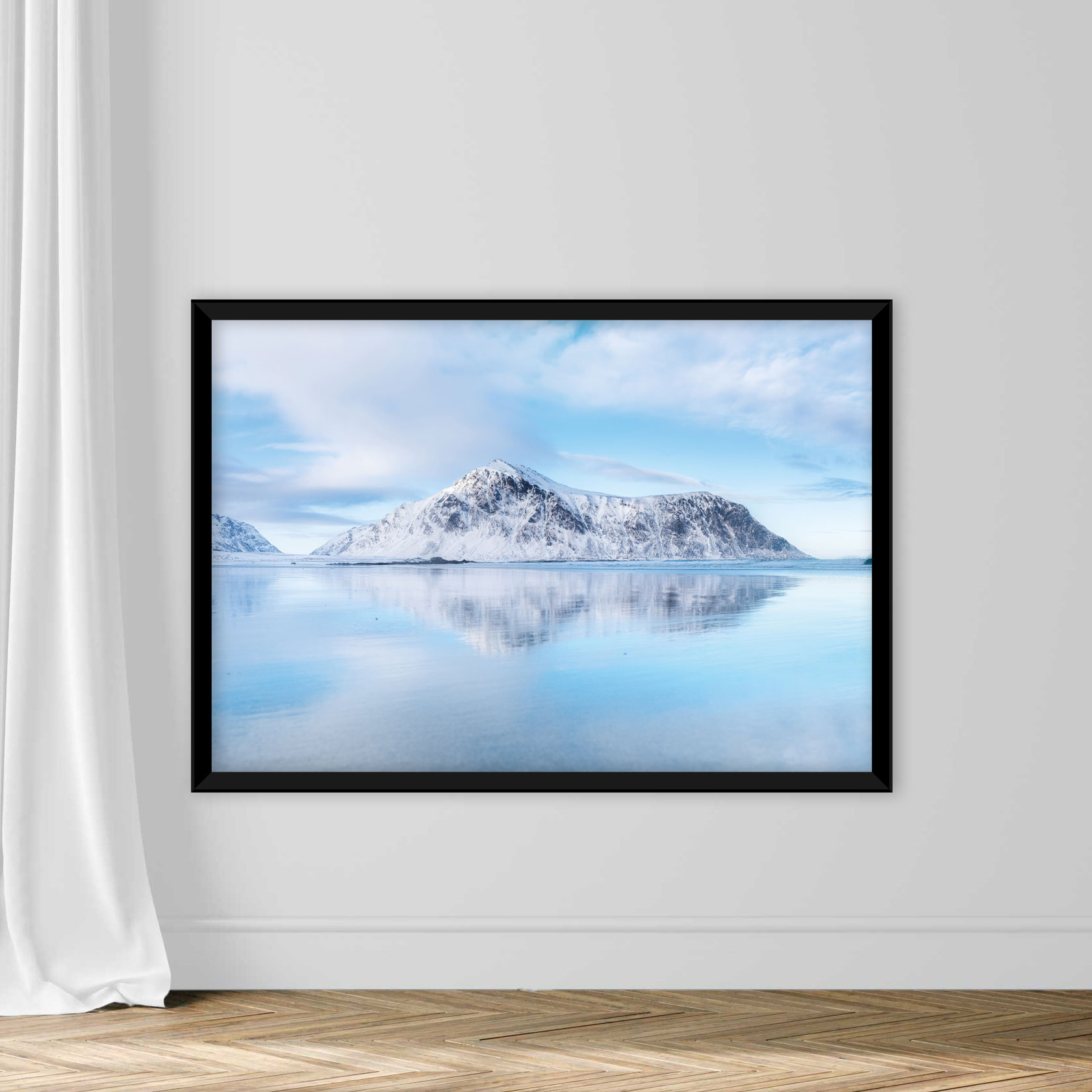 Mountain ridge and reflection on the seashore. Natural landscape in the Norway - Image 7