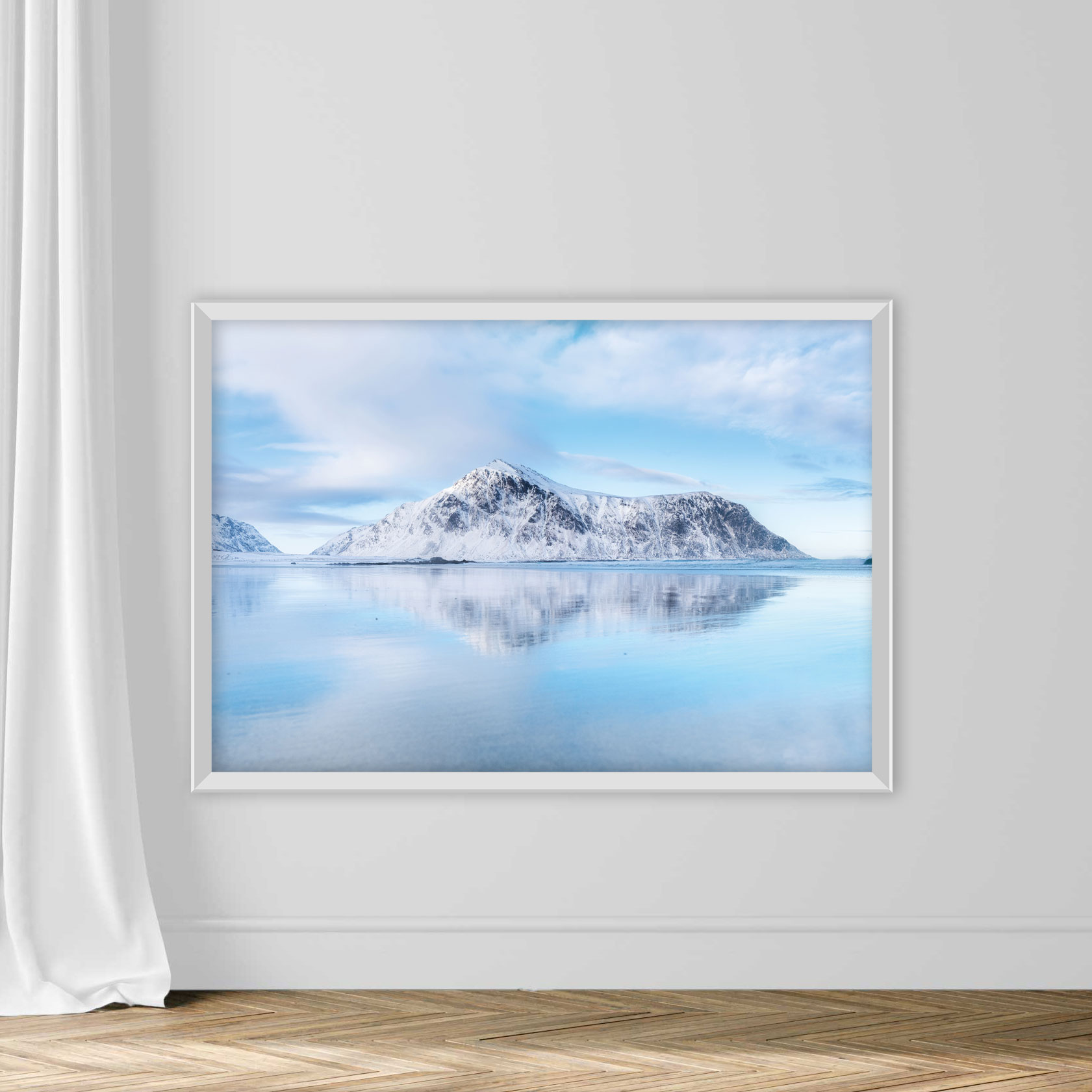 Mountain ridge and reflection on the seashore. Natural landscape in the Norway - Image 6
