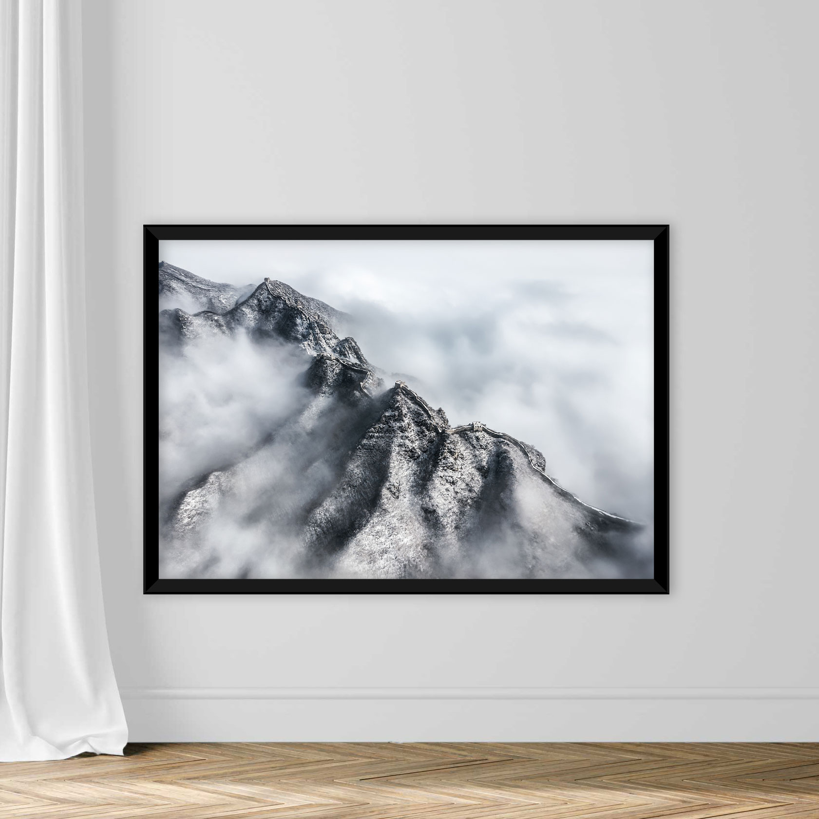 Great Wall of China in winter with fog, Beijing, China - Image 3