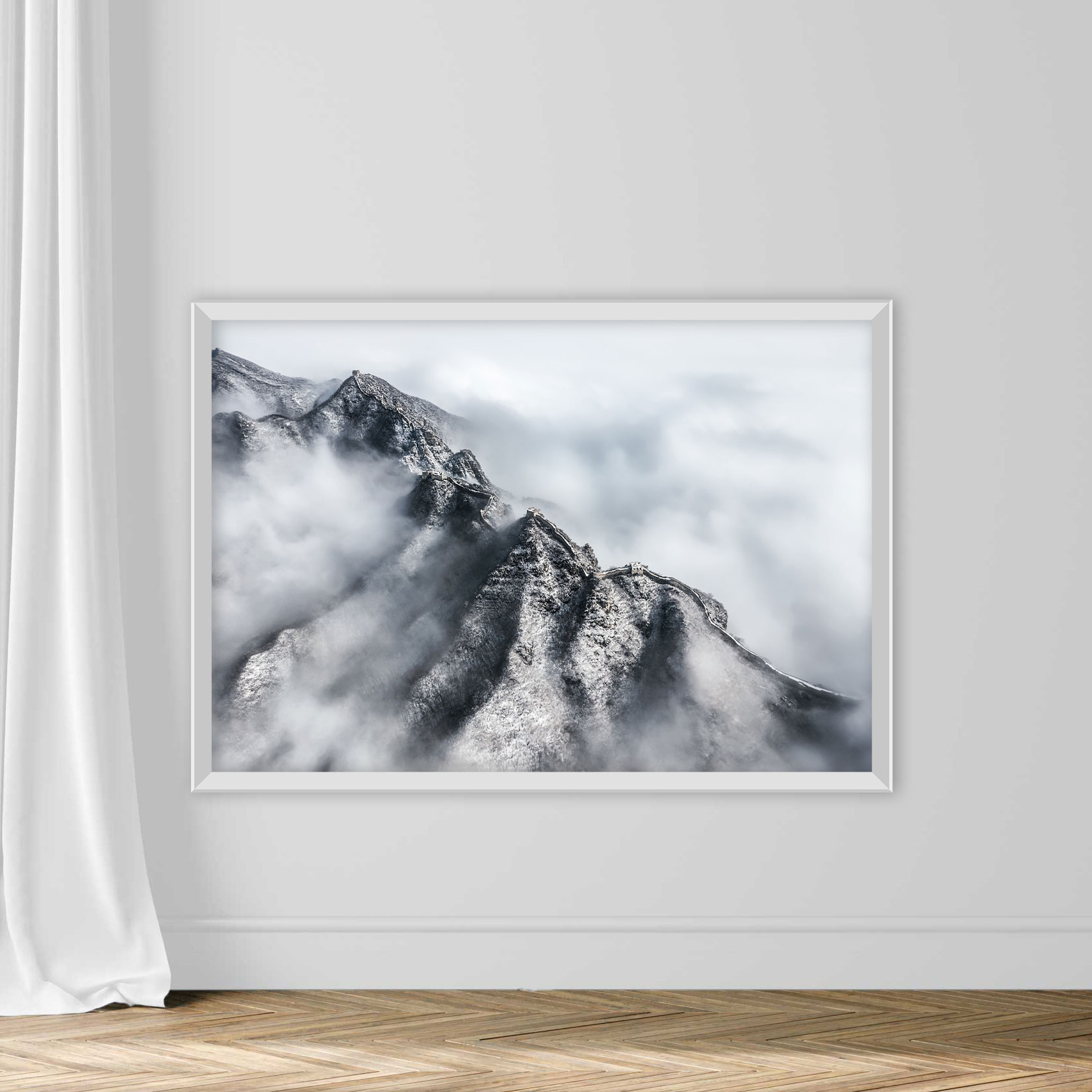 Great Wall of China in winter with fog, Beijing, China - Image 2